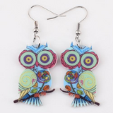 "Psychedelic Owls" Earrings